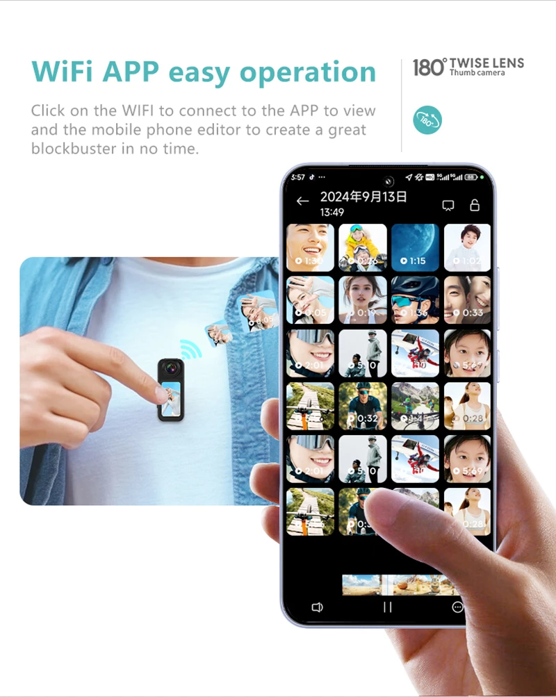 Máy quay hành động Xiaomi S70 Mini độ phân giải 2.7K đeo ngón tay, siêu nhẹ, quay góc nhìn thứ nhất (POV), kèm đai lưng nam châm, màn hình IPS 1.47 inch, dùng cho xe đạp, vlog và quay cho thú cưng. - Ảnh 10
